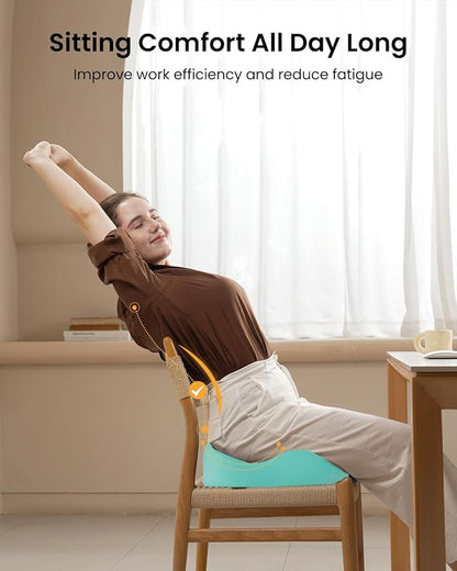 ProtoArc Extra Large Seat Cushions for Office Chairs, Ergonomic Memory Foam Seat Cushion for Home, Extra Cover, Car Seat Cushions for Driving, Pressure Relief Pad for Sciatica - Mint Green