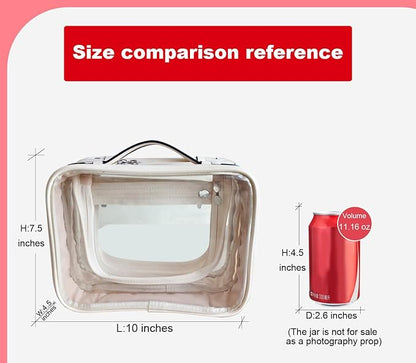 SANHECUN traveling toiletry Case large clear cosmetics case makeup bag Dimensions | LxWxH:10” x 4.5” x 7.5”(Beige, Medium)