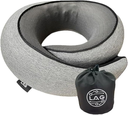 LAG Neck Travel Pillow | Memory Foam Neck Pillow for Comfort on Airplane | Compact and Ergonomic Design for Travel