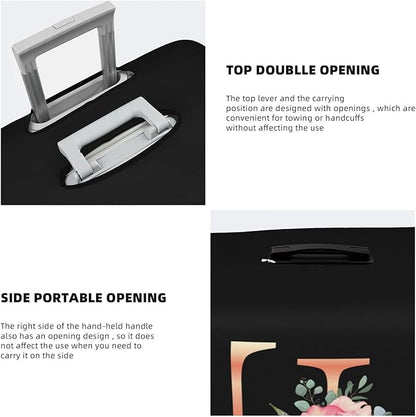 Floral Letter F Travel Luggage Cover Spandex Suitcase Protector Elastic Washable Stretch Suitcase Cover,Size L(Fit 25-28inch Suitcase)