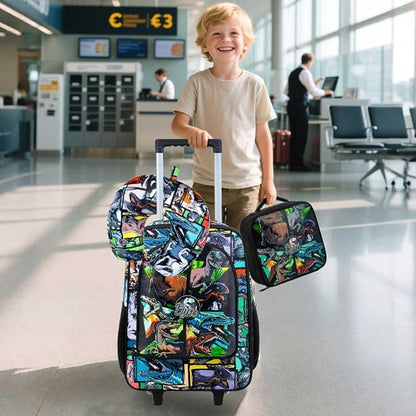 Kids Luggage for Boys and Girls, Cute Dinosaur Unicorn Rolling Wheels Suitcase for Toddler Children