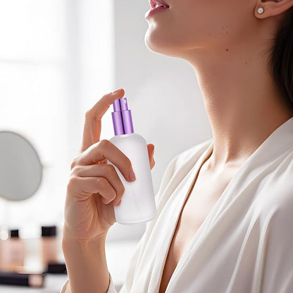 Roshtia 30 Pcs 3.4 oz/ 100 ml Purple Glass Spray Bottle Refillable Perfume Atomizer Clear Decorative Empty Bottles with Fine Mist Sprayer Pump for Face Body Travel