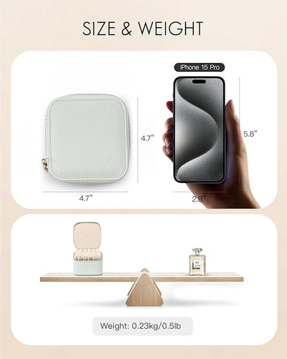 Vlando Travel Jewelry Box,Jewelry Travel Case with 6 Velvet Jewelry Zipper Pockets Travel Jewelry Organizer for Ring Bracelet Christmas Wedding Birthday Gifts for Wife Daughter Lake Blue