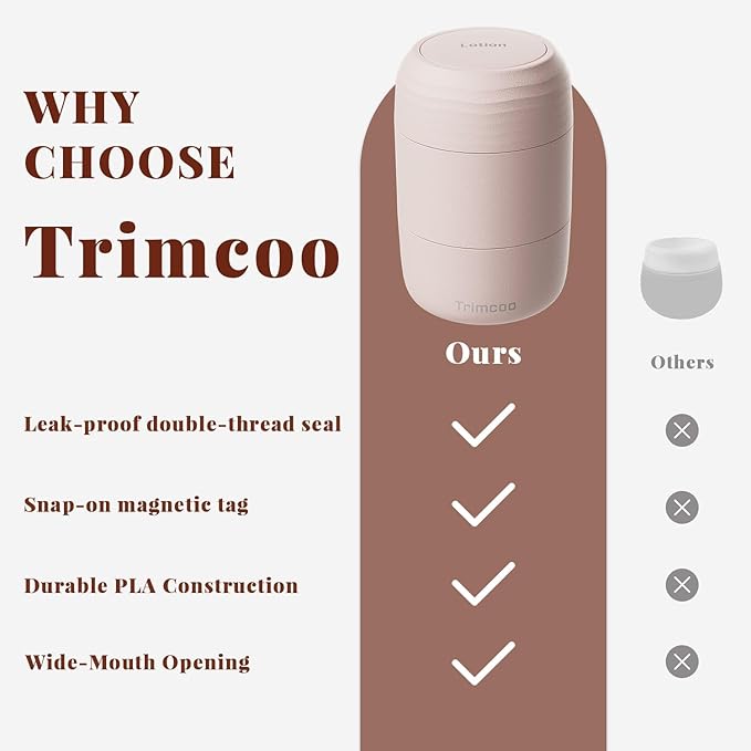 New Travel Toiletry Containers [Ultra Leakproof] TSA-Approved, PLA Hard Shell Jars with 5 Magnetic Labels, Wide Mouth Bottles for Lotion, Cleanser, Shampoo, Conditioner, Pink, 3 Pack, 2OZ