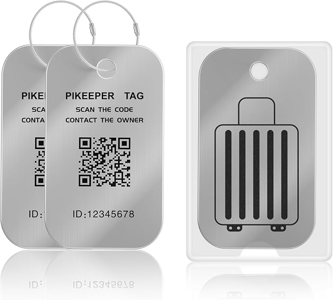 Smart Luggage Tags 2-Pack - QR Code ID Labels with Location Notification When Scanned, Waterproof & Durable, Customizable Cruise Tags for Suitcases, Backpacks & Travel