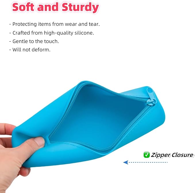 4 Pieces Silicone Makeup Toiletries Pouches, Silicone Stationary Holder, Waterproof Cosmetic Zipper Pouch, Digital Electronics Storage Bag, Beach Essential Travel Pouch (Neon)