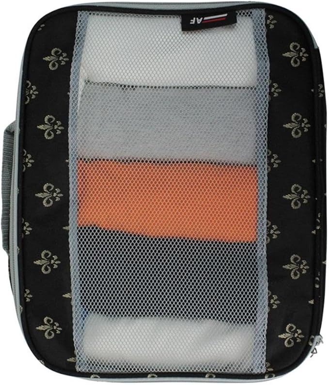 Pemberly Row Traditional Polyester 3 Piece Packing Cubes Set in Black