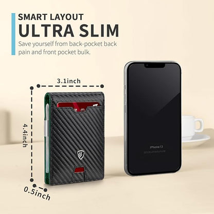 RUNBOX Mens Slim Wallet with Money Clip RFID Blocking Bifold Credit Card Holder for Men with Gift Box