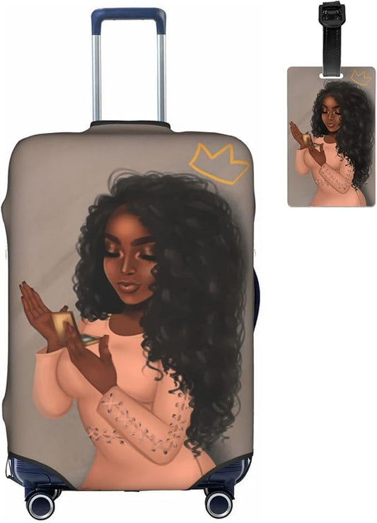 Luggage cover protector luggage cover for Suitcase Washable Suitcase Protector Anti-scratch Suitcase cover Large African American Black Girl9