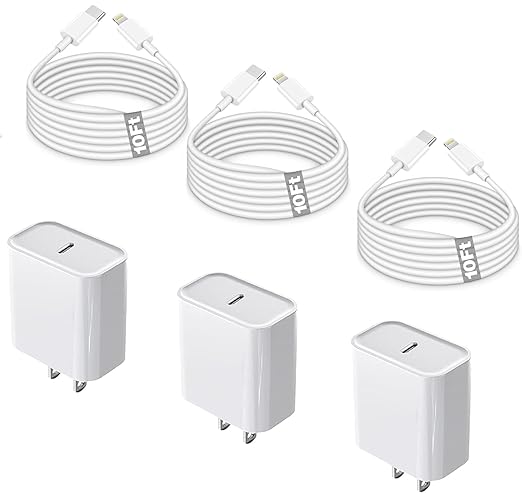 [Apple MFi Certified]Fast iPhone 14 Charger 3Pack,10FT USB C to Lightning Charging Cord with Fast USB Type C Charger Adapter for iPhone 14/14 Pro Max/13 Pro/13/12 Mini/12 Pro Max/11Pro Max/Xs and iPad