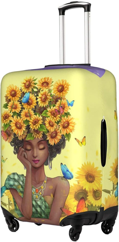 Washable Suitcase Protector - Anti-scratch Luggage Cover for Small Suitcases - African American Afro Black Girl