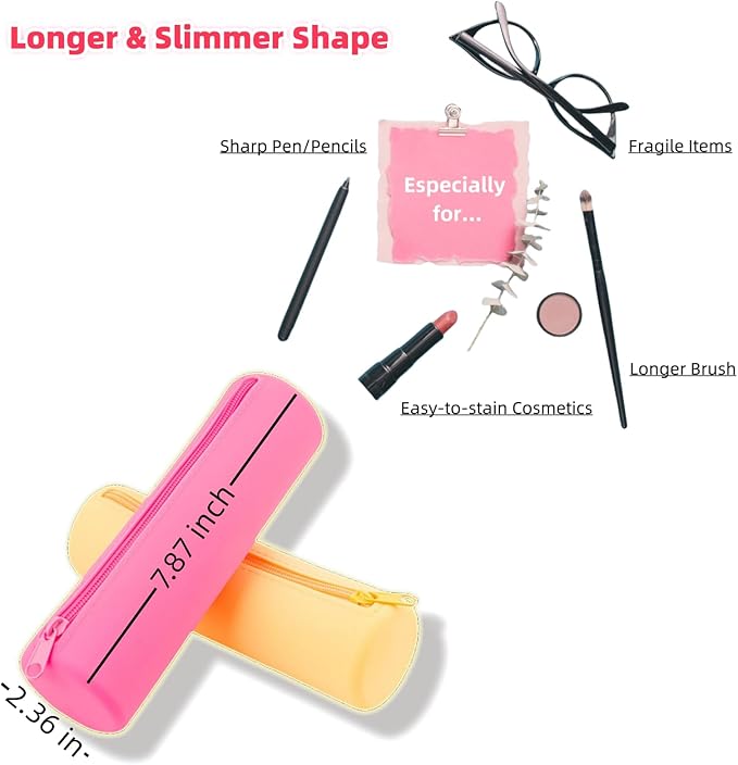 4 Pieces Silicone Makeup Toiletries Pouches, Silicone Stationary Holder, Waterproof Cosmetic Zipper Pouch, Digital Electronics Storage Bag, Beach Essential Travel Pouch (Neon)