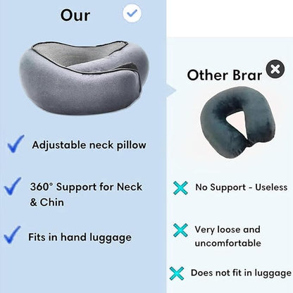 RURING Travel Pillows for Airplanes, Travel Neck Pillow Travel Pillow, Neck Pillow Airplane Memory Foam 360 Degree Support Stowable Pillows for Airplanes Offices and Cars (Dark Blue)
