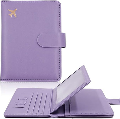 Melsbrinna Rfid Passport Holder for Travel women/Men, Cute Passport Wallet Rfid Blocking Card Slots, Rfid Passport Cover/CaseTravel Wallet, Passport Book Holder (1, Purple)