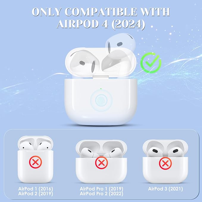 JKV Wireless Charging Case Compatible with AirPods 4 USB C Port, Air Pods 4th Gen Charging Case Replacement with Touch Sensing, Built-in 660 mAh Battery, No Earbuds (Touch Version)