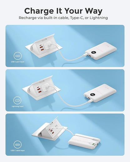 VEEKTOMX Portable Charger Built-in Cables, Power Bank for iPhone, Fast Charge USB C Battery Pack Travel Essentials Powerbank Compatible with iPhone 17/16/15/14, Samsung S25/24