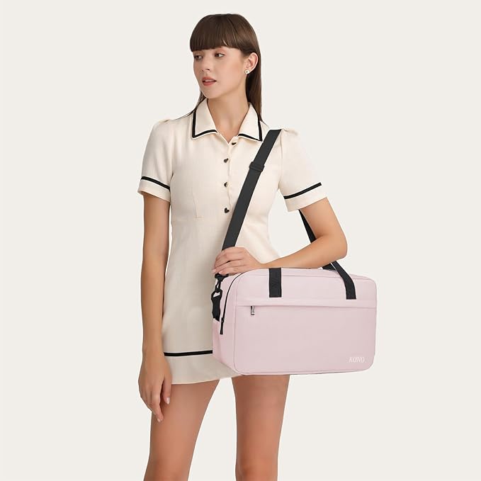 Kono Travel Duffel Bag 14L Under Seat Carry-on Bag Sports Tote Gym Bag Weekender Overnight Bags 13.78"x7.87"x7.87" Pink