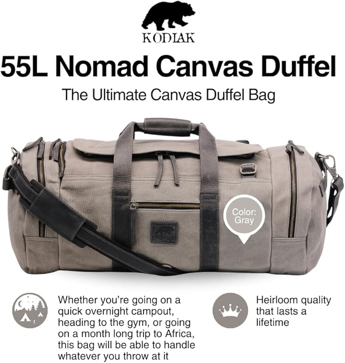 55L Nomad Canvas Duffel (Gray)