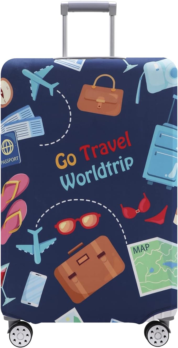 Travelkin Luggage Cover Washable Suitcase Protector Anti-scratch Suitcase cover Fits 18-32 Inch Luggage (Go travel-Trip, M)