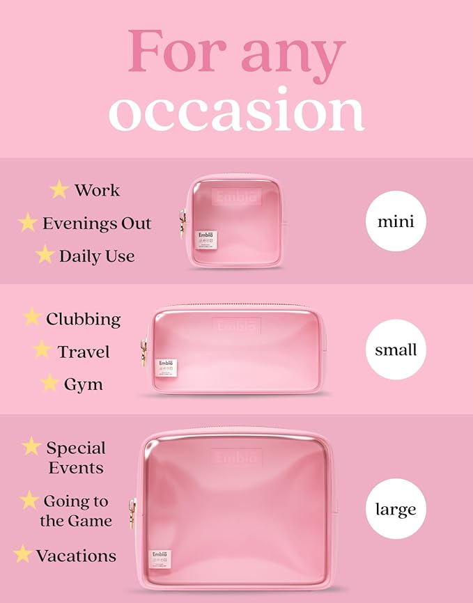 Clear Cosmetic Bags Set of 3, Mini Small Large Makeup Bags For Women Clear Pouch Cosmetics Cases Zipper Cute Pouches Make Up Travel Toiletry Essentials Preppy Purse Organizer Makeup Cases, Flamingo