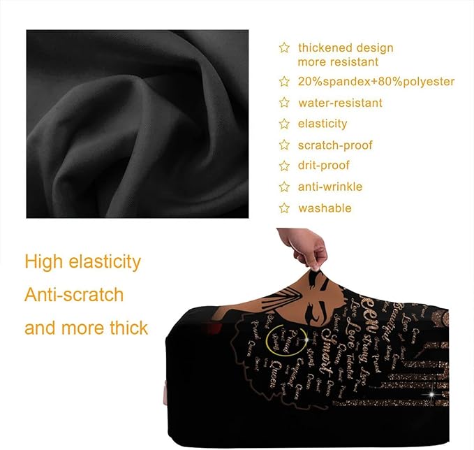 Travel Suitcase Protector African American Woman Elastic Protective Washable Luggage Cover With Concealed Zipper Suitable For 18-32 Inch (L (for 25--28 inch luggage))