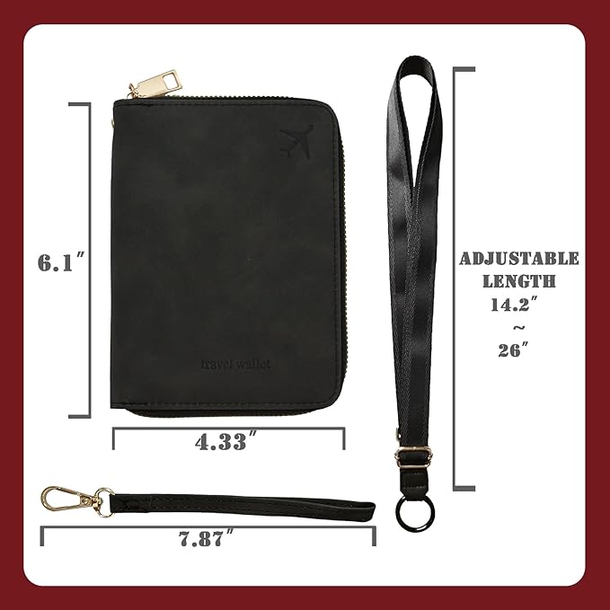 Passport Holder with Lanyard Around the Neck to Prevent Loss and Theft, Rfid Passport Holder for Travel, Passport Cover, Wallet & Case for Men and Women (With Adjustable Lanyard)