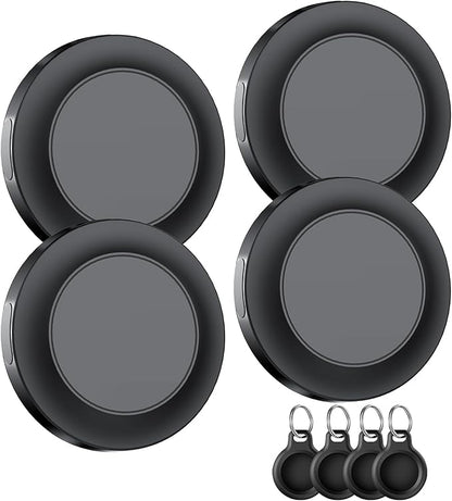 Bluetooth Tracker Tag for Apple Find My (iOS Only), GPS Tracker with Replaceable Battery, Item Finder for Keys, Luggage Tracker and Wallet Tracker, Suitable for Indoor & Outdoor Use, 4-Pack Black