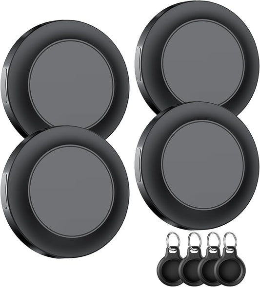 Bluetooth Tracker Tag for Apple Find My (iOS Only), GPS Tracker with Replaceable Battery, Item Finder for Keys, Luggage Tracker and Wallet Tracker, Suitable for Indoor & Outdoor Use, 4-Pack Black