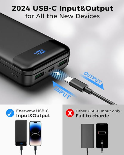 Portable Charger, Power Bank 40000 mAh PD 30W and QC 4.0 Fast Charging External Battery Pack with USB-C LED 3 Outputs & 2 Inputs Portable Charging Phone 15 14 13 pro