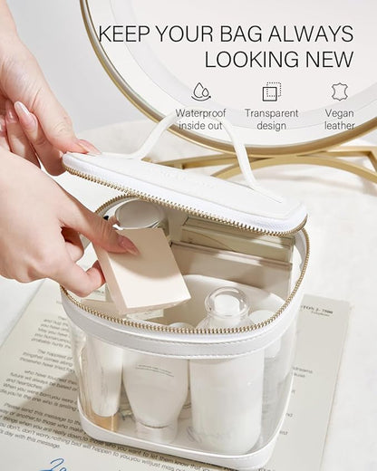 ROWNYEON Clear Makeup Case Toiletry Bag Multipurpose Travel Makeup Train Case Portable Cosmetic Organizer Transparent Storage Bag