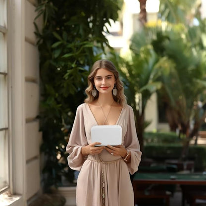 GUKA Travel Jewelry Case, Portable Jewelry Travel Organizer, PU Travel Jewelry Case Organizer for Rings Earrings Necklaces Bracelets Watch for Birthday Wedding Gifts. White