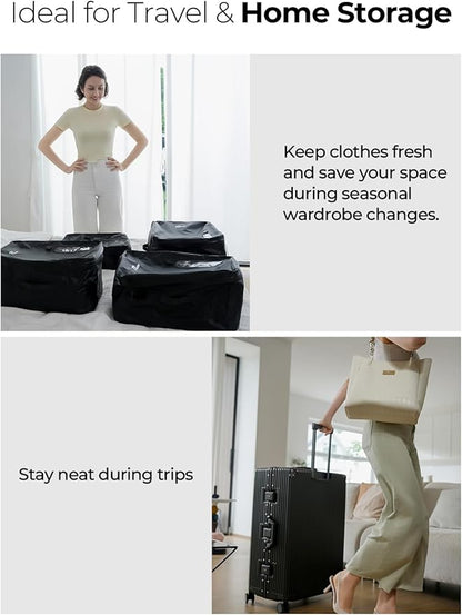 Vacuum Bags for Travel with Pump, Reusable Space Saver Bag, IP67 Waterproof Vacuum Packing Cubes for Travel Suitcases and Backpack (3PC + PUMP)