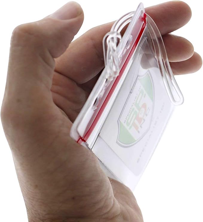 Bulk 100 Pack - RESEALABLE Clear Plastic Luggage Identification Tags with Loops Included - Business Card or Photo Insert Bag Tags - Great for Travel and Student ID’s by Specialist ID