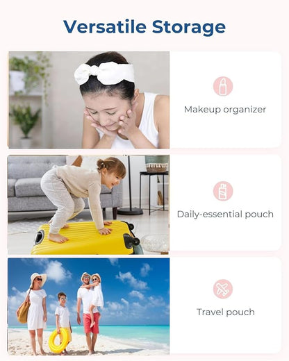 4 Pieces Silicone Makeup Toiletries Pouches, Silicone Stationary Holder, Waterproof Cosmetic Zipper Pouch, Digital Electronics Storage Bag, Beach Essential Travel Pouch (Neon)