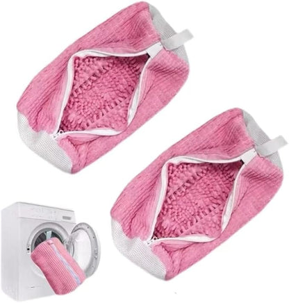 Laundry Shoe Bags for Washing Machine, 2Pcs Shoe Washing Machine Bag Shoe Laundry Bag for Washer and Dryer (Pink-2Pcs)