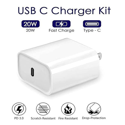 iPhone 20W USB C Fast Charger with USB C to Lightning Cable & Compatible Cord for iPhone 14/13/12/11/XS/XR/X/iPad