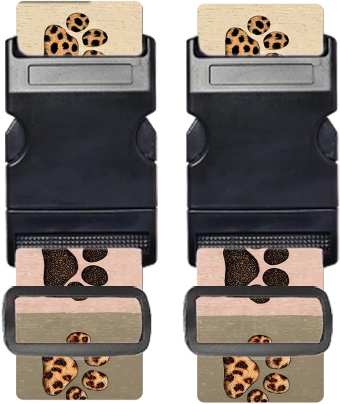 Nuxovilar Luggage Straps of 2 Set Colorful Paw Prints Pattern, 1.96x90.5 inches - Luggage Straps for Suitcases, Ideal for Pet Lovers, Travel, Daily Use
