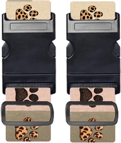 Nuxovilar Luggage Straps of 2 Set Colorful Paw Prints Pattern, 1.96x90.5 inches - Luggage Straps for Suitcases, Ideal for Pet Lovers, Travel, Daily Use