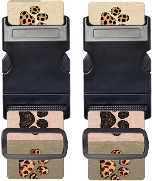 Nuxovilar Luggage Straps of 2 Set Colorful Paw Prints Pattern, 1.96x90.5 inches - Luggage Straps for Suitcases, Ideal for Pet Lovers, Travel, Daily Use
