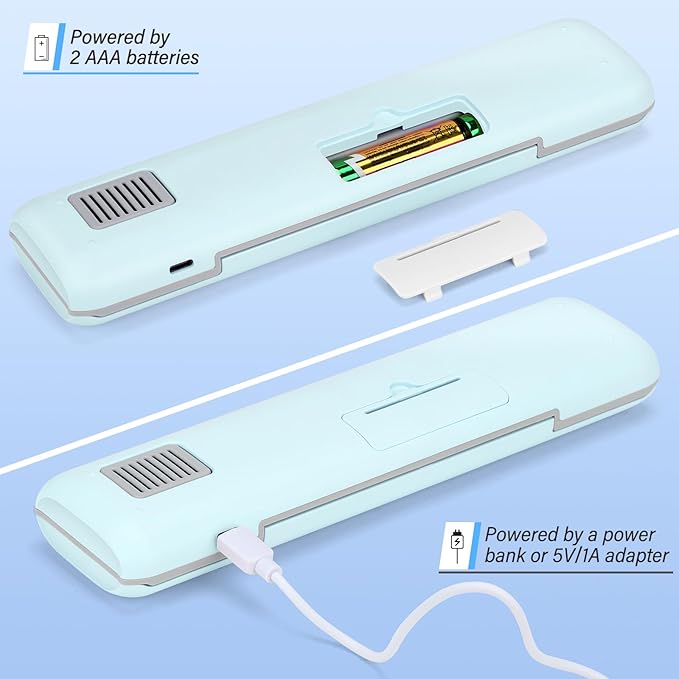 YourMate UVC Toothbrush Case Travel Toothbrush Covers Case for Houshold and Traveling Power by AA Battery or USB-C Blue