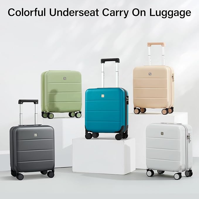 Hanke 16 Inch Underseat Carry On Luggage with Wheels Hard Shell Mini Small Suitcases Carry On Bag for Airline Approved TSA Luggage Lightweight Travel Suitcase(Caribbean Blue)