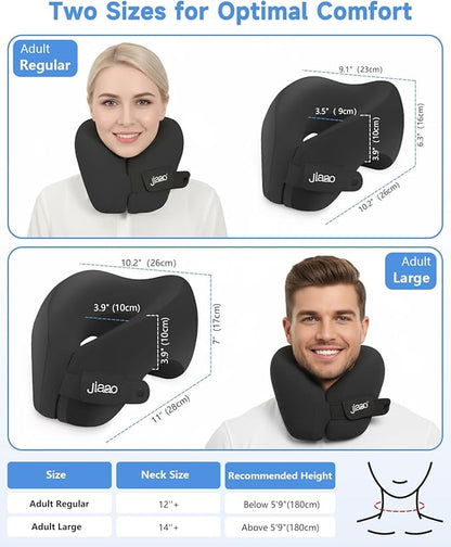 Upgraded Neck Pillow Airplane, Memory Foam Travel Neck Pillows for Long Flight, 3D Eye Masks, Ear Plugs and Portable Drawstring Bag, Napping Pillow for Home, Road Trips, Sleep Rest and Travel Use