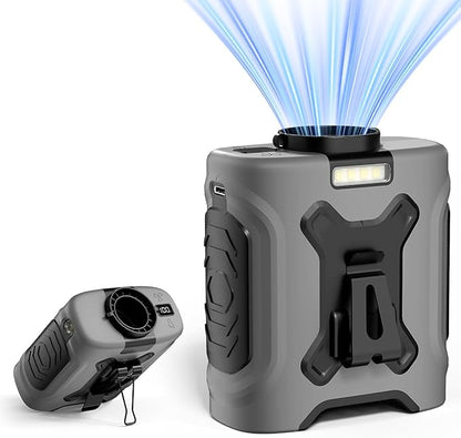 Portable Waist Fan 10000mAh Portable Waist Fan 18000RPM Neck Fan With Max 12H Working Time 5 Speeds adjustment with LED flashlight and Charging display Cooling for Outdoor Jobsite and etc