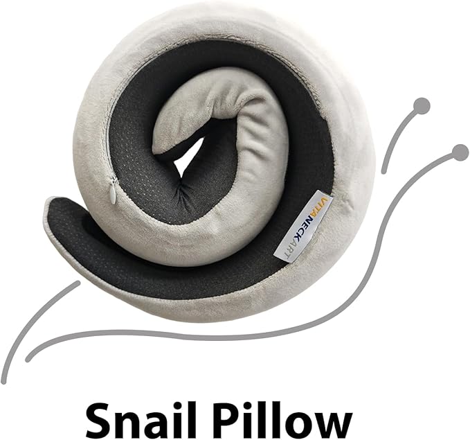 Snail Flexible Neck Pillow, Airplane Travel Pillow, Premium Memory Foam Travel Pillow, 360° Ergonomic Design, Asymmetrical Sides, Suitable for Office, Automotive, Washable Pillowcase