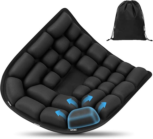 Portable Travel Cushion, Airplane Seat Cushion for Long Flights, Press Type Inflatable Seat Cushion for Long Sitting in Car, Air Travel, Office Chairs, Home Living