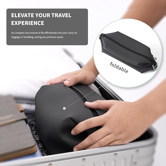 6"x 11" 6L Large Silicone Toiletry Bag,Waterproof Leakproof Foldable Travel Organizer,Dopp Kit Alternative for Men & Women,Black