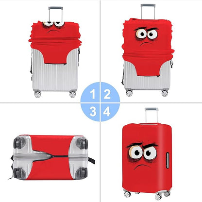 Angry Face Luggage Cover, Washable Funny Cartoon Suitcase Cover, Stretchable Travel Suitcase Protector Anti-scratch Bag Cover,S