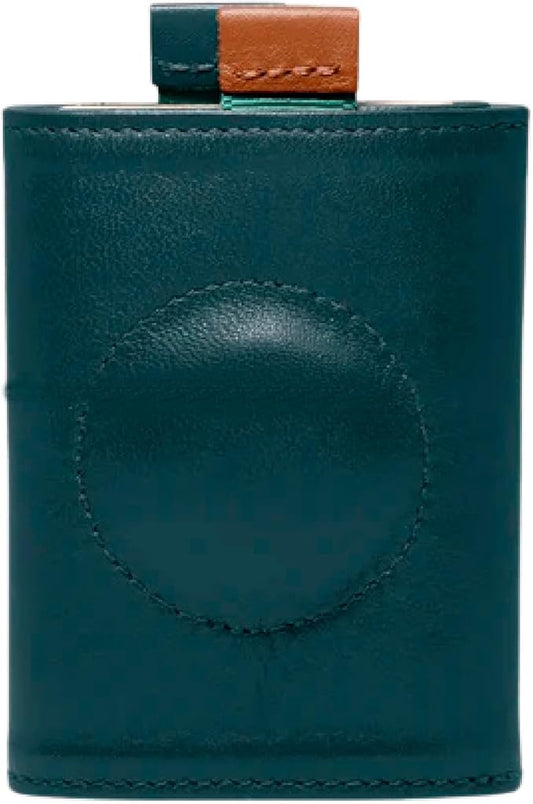 The Frenchie Co. - Golf Speed Wallet Mini - Green Italian Leather - Ultra Slim Minimal Wallet with RFID Blocking - Quick-Access Pull Tab for Fast Card Retrieval