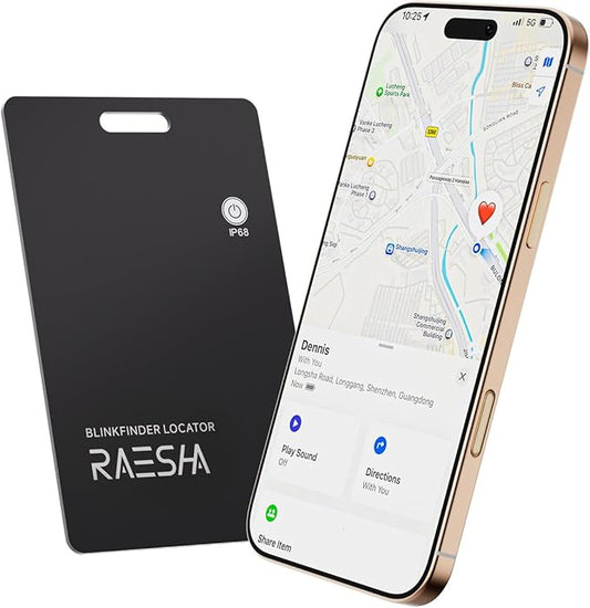 RAESHA Wallet Track Card – Apple MFi Certified Tracker for iOS only, Rechargeable & Waterproof Slim Finder, Works with Apple Find My, Item Locator for Wallets, Bags, Luggage etc