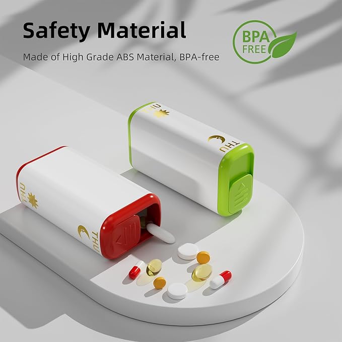 Restree Weekly Pill Organizer Two Time a Day, 7 Day Travel Pill Box, Daily Medicine Organizer, AM&PM Portable Pill Case for Vitamins Fish Oil/Supplements Medication Reminder Design (White)